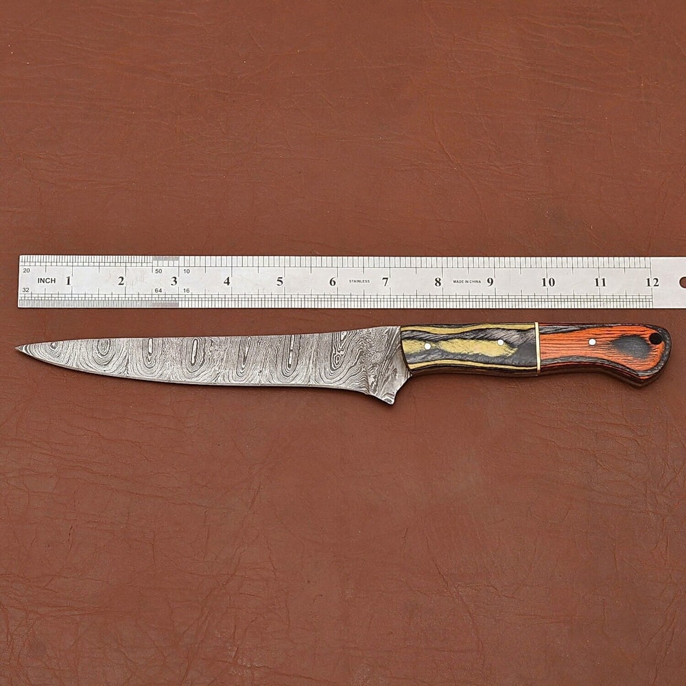 Damascus Legacy Chef Knife Razor Sharp Fillet Blade With Leather Case 2