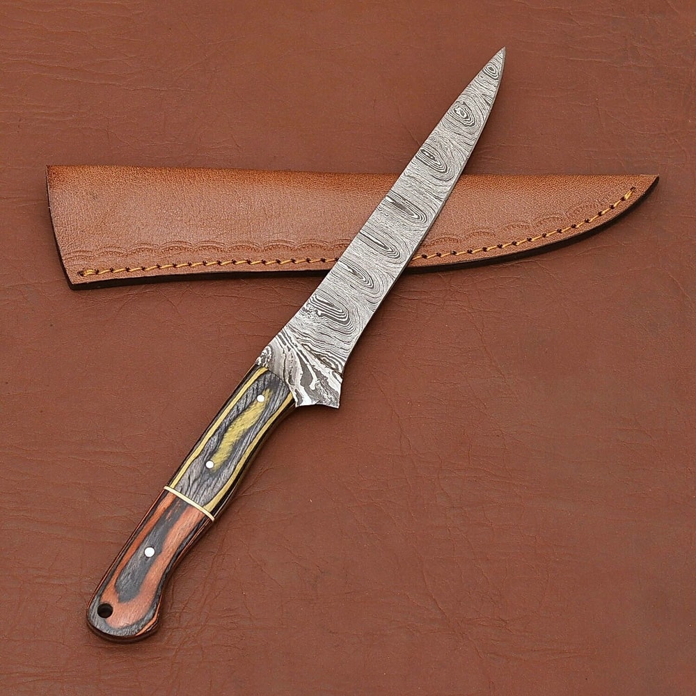 Damascus Legacy Chef Knife Razor Sharp Fillet Blade With Leather Case 3