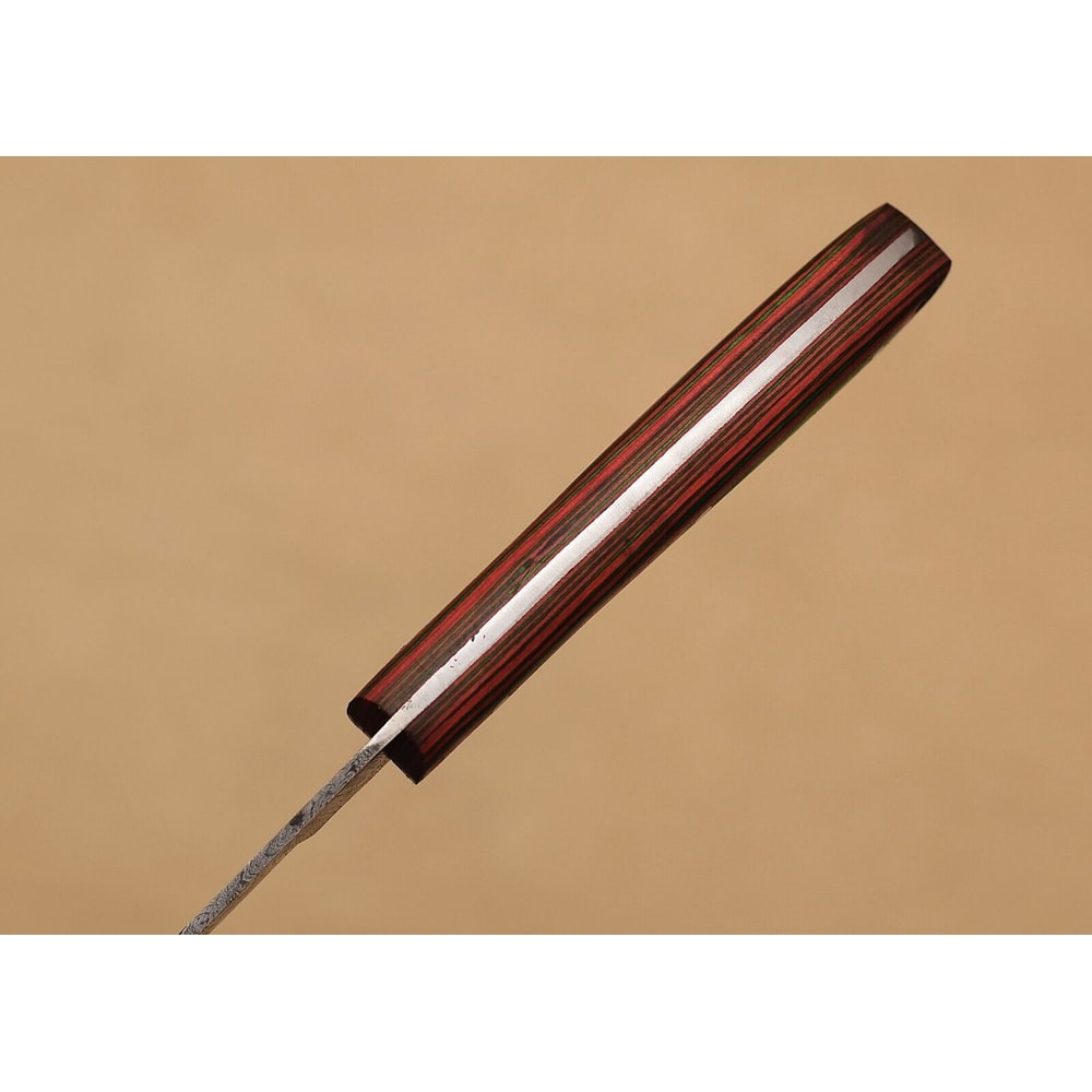 Custom Handmade Damascus Steel Kitchen Chef Fillet Knife With Pakka Wood Handle And Leather Sheath 3