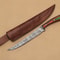 Custom Handmade Damascus Steel Kitchen Chef Fillet Knife With Pakka Wood Handle And Leather Sheath 0