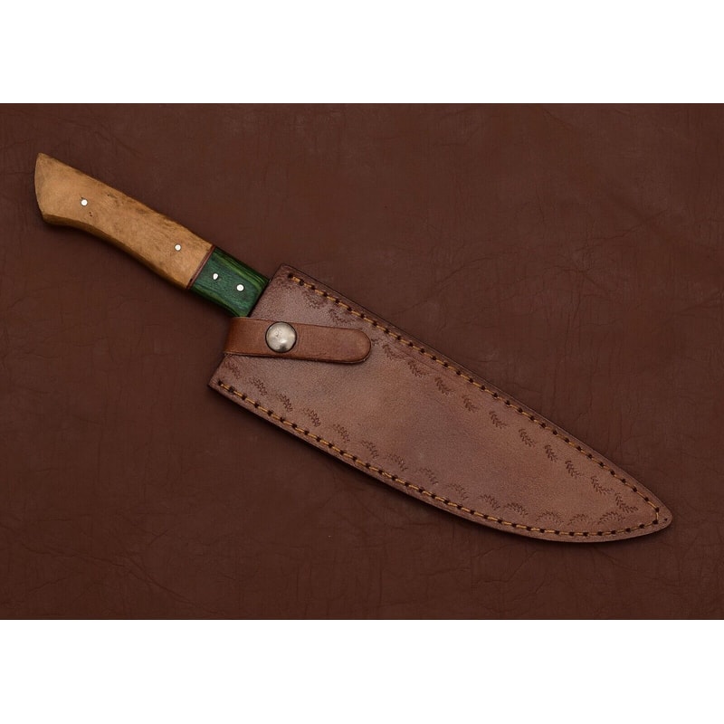 Custom Damascus Chef Fillet Knife Elegant Pakka Wood Handle Sharp Forged Blade 3