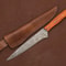 Damascus Steel Chef Knife 13 Handmade Fillet Blade With Leather Sheath 0