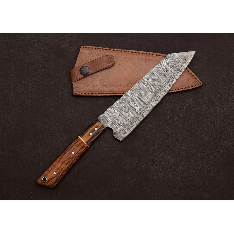 The Artisan Edge Handmade Damascus Steel Chef Knife With Leather Cover 1