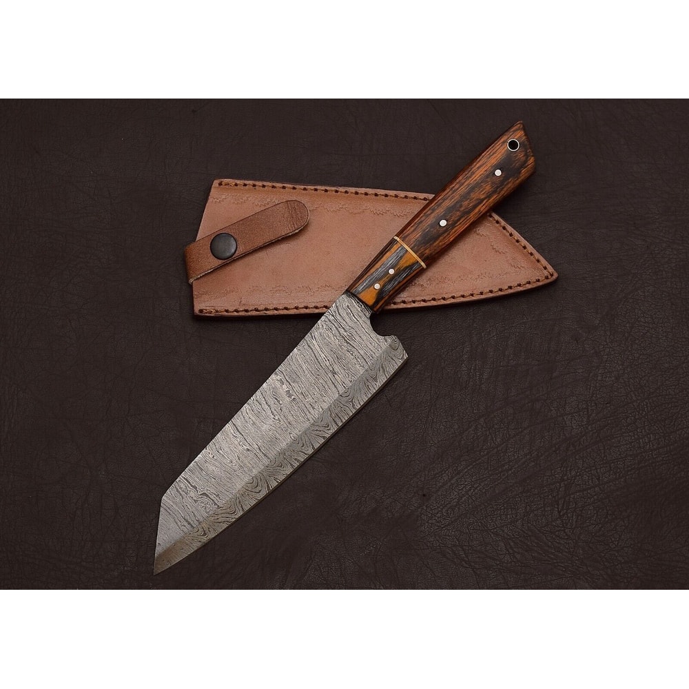 The Artisan Edge Handmade Damascus Steel Chef Knife With Leather Cover 2