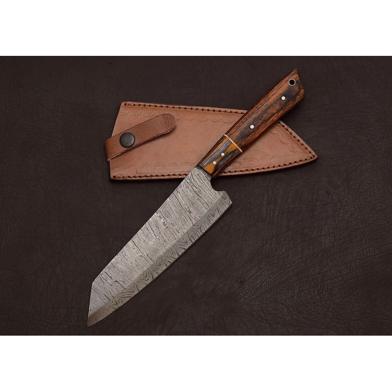 The Artisan Edge Handmade Damascus Steel Chef Knife With Leather Cover 2