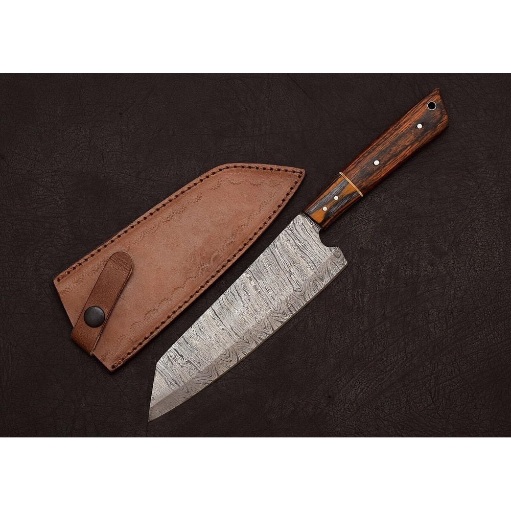 The Artisan Edge Handmade Damascus Steel Chef Knife With Leather Cover 0