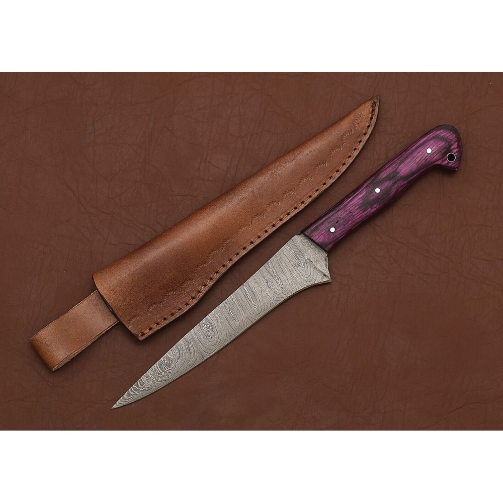 Damascus Steel Chef Companion Elegant Wood Handle Sharp Forged Blade 0