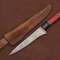 Custom Damascus Steel Outdoor Knife Chef Fillet Blade With Leather Sheath 0