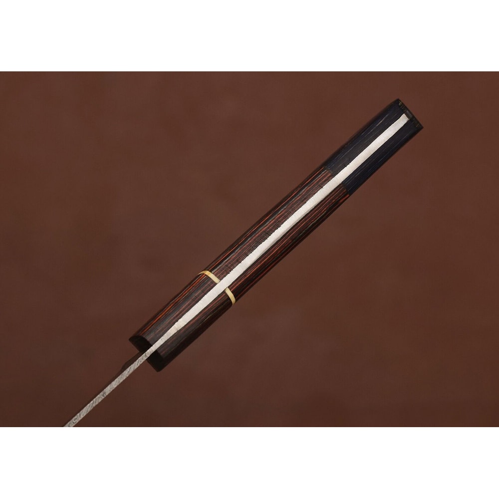 Master Crafted Damascus Steel Knife Elegant Wood Handle Razor Edge 3