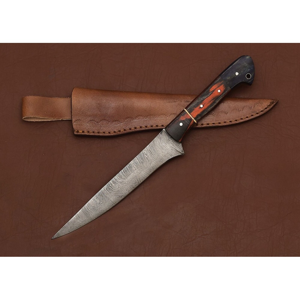 Master Crafted Damascus Steel Knife Elegant Wood Handle Razor Edge 2