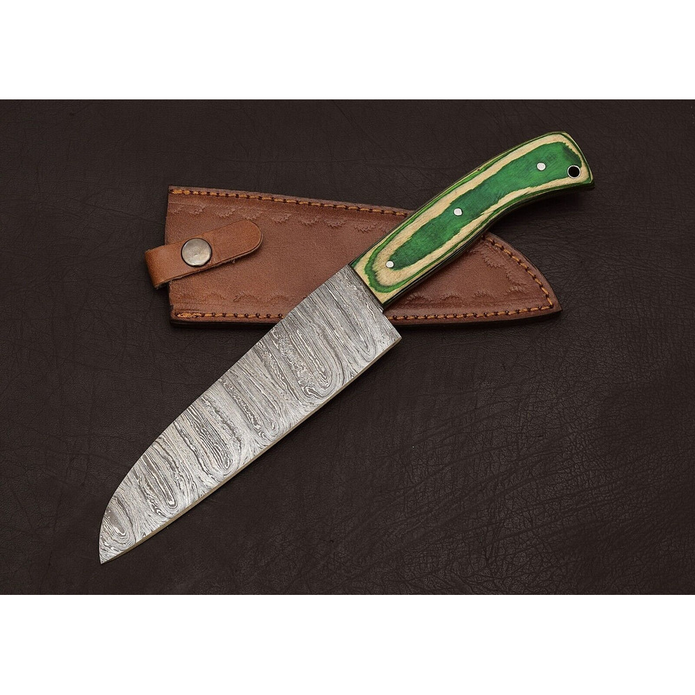 Damascus Steel Kitchen Fillet Knife  13 Handcrafted Blade For Outdoor  Indoor Use 0