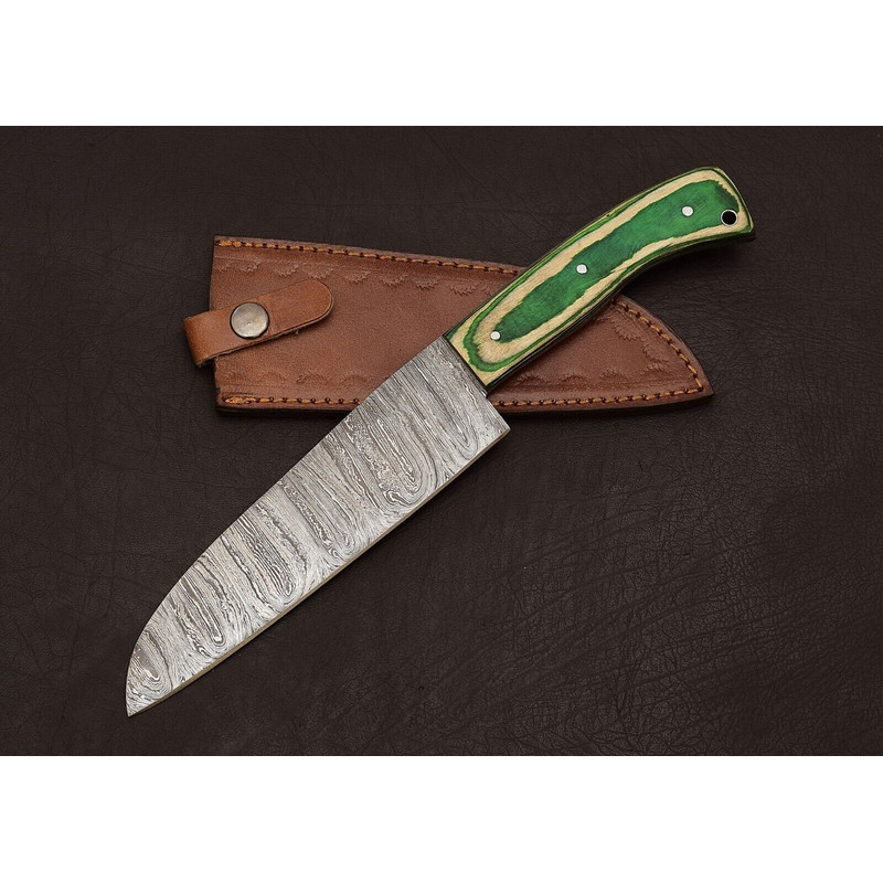 Damascus Steel Kitchen Fillet Knife  13 Handcrafted Blade For Outdoor  Indoor Use 0