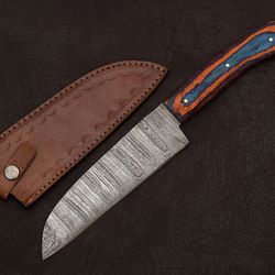 elegant handmade damascus steel fillet knife – 8" blade with pakka wood handle