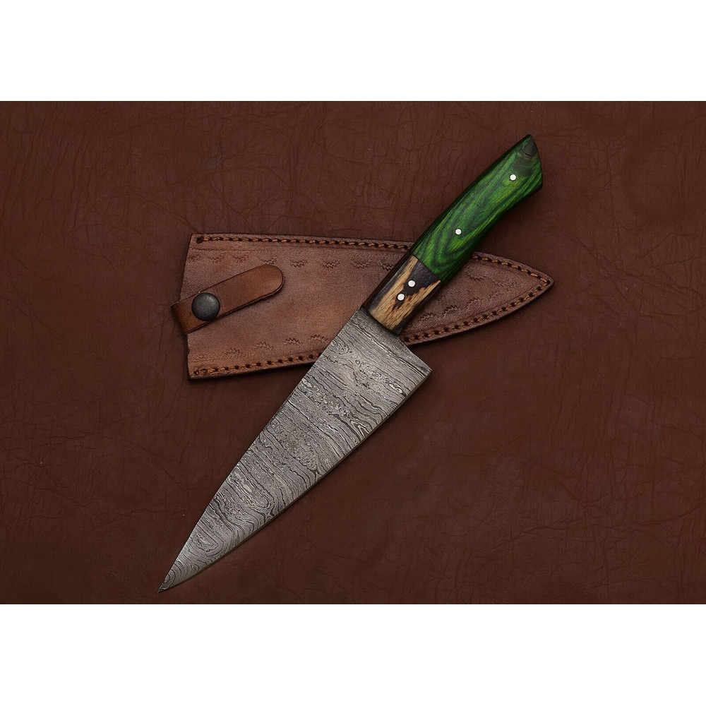 Handmade Damascus Steel Knife  Kitchen Chef Fillet  Hunting Blade Combo 2