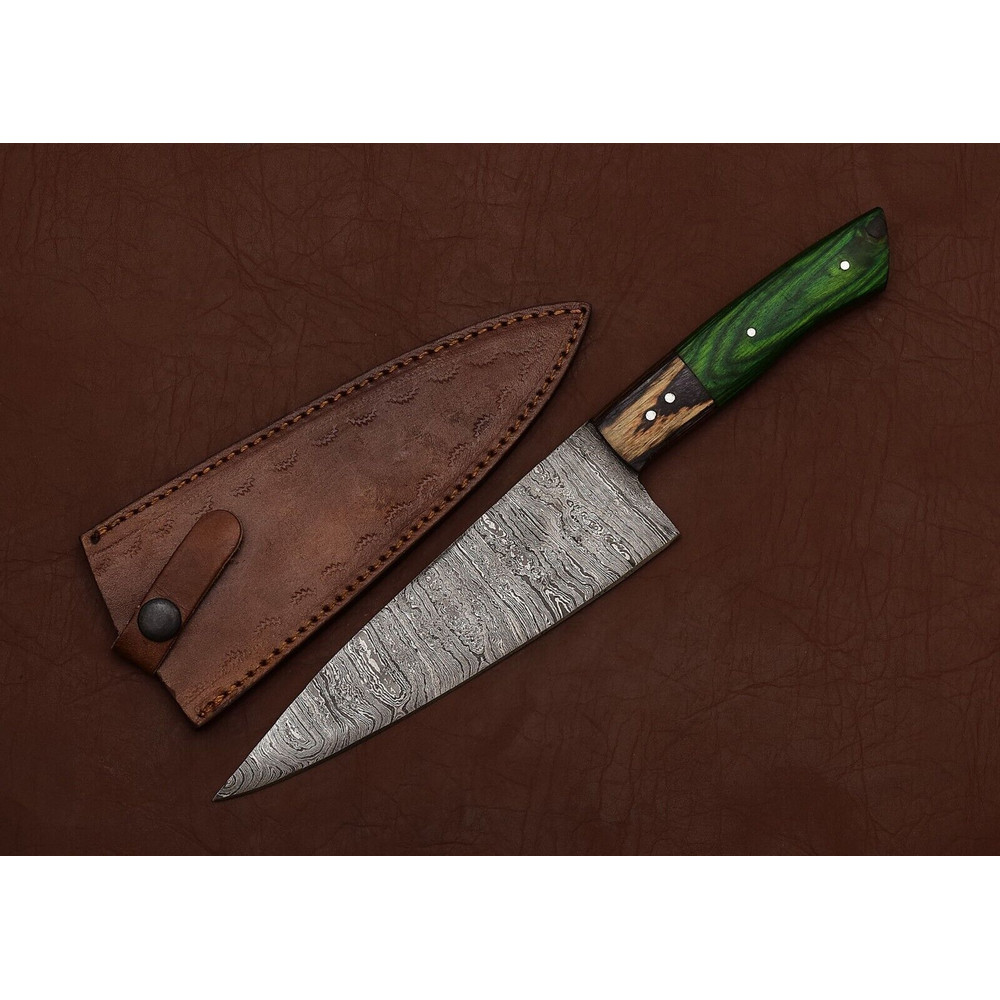 Handmade Damascus Steel Knife  Kitchen Chef Fillet  Hunting Blade Combo 0