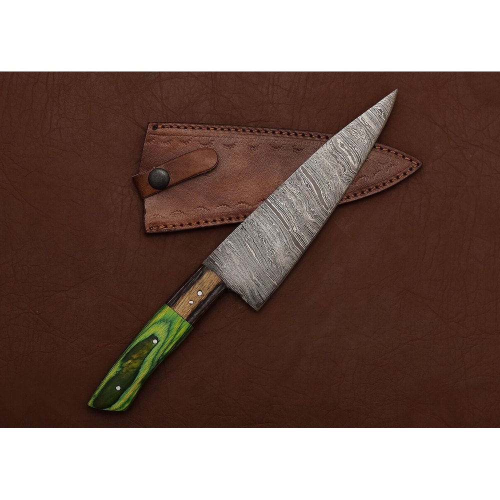 Damascus Steel Outdoor Chef Knife 13 HandForged Blade With Wood Handle 1