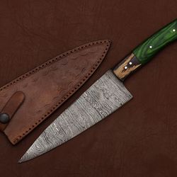 damascus steel outdoor chef knife – 13" hand-forged blade with wood handle