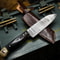 Handmade Damascus Steel Kitchen Chef Knife With Ram Horn Handle And Cow Leather Sheath 3