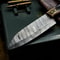 Handmade Damascus Steel Kitchen Chef Knife With Ram Horn Handle And Cow Leather Sheath 2