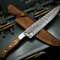 Handmade Damascus Steel Chef Knife With Wood Handle Cow Leather Sheath 3