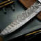 Handmade Damascus Steel Chef Knife With Wood Handle Cow Leather Sheath 2
