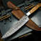 Handmade Damascus Steel Chef Knife With Wood Handle Cow Leather Sheath 0