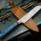 Custom Forged Damascus Kitchen Knife With Wooden Handle And Leather Sheath 1