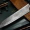 Custom Forged Damascus Kitchen Knife With Wooden Handle And Leather Sheath 3