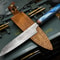 Custom Forged Damascus Kitchen Knife With Wooden Handle And Leather Sheath 0