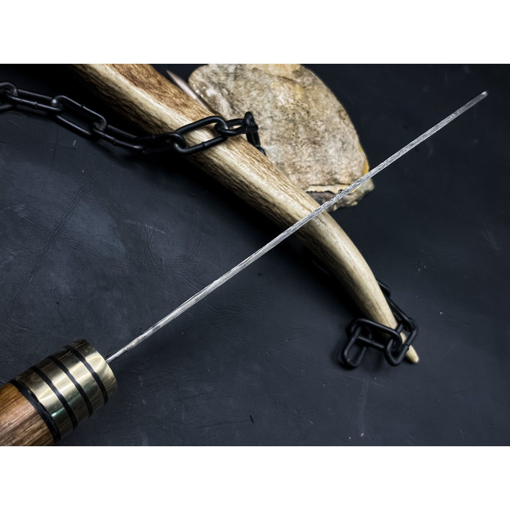 Premium Handmade Damascus Steel Cooking Knife With Wood Grip Cowhide Sheath 1