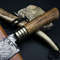 Premium Handmade Damascus Steel Cooking Knife With Wood Grip Cowhide Sheath 3