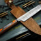 Exquisite Damascus Steel Kitchen Knife With Polished Wood Handle Leather Cover 1