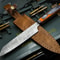 Exquisite Damascus Steel Kitchen Knife With Polished Wood Handle Leather Cover 0