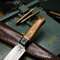 Custom Handmade Damascus Chef Knife With Wood Handle Cow Leather Case 2