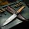 Custom Handmade Damascus Chef Knife With Wood Handle Cow Leather Case 0