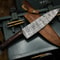 Damascus Steel Full Tang Kitchen Knife With Wooden Handle Leather Sheath 1