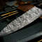 Damascus Steel Full Tang Kitchen Knife With Wooden Handle Leather Sheath 3