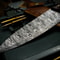 Damascus Steel Full Tang Kitchen Knife With Wooden Handle Leather Sheath 3
