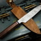 HandForged Damascus Steel Chef Knife With Wooden Handle Leather Protector 1