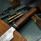 HandForged Damascus Steel Chef Knife With Wooden Handle Leather Protector 2