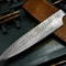 HandForged Damascus Steel Chef Knife With Wooden Handle Leather Protector 3