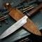 HandForged Damascus Steel Chef Knife With Wooden Handle Leather Protector 0