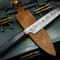 Custom Handmade Damascus Cooking Knife Wooden Handle Leather Sheath 1