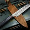 Custom Handmade Damascus Cooking Knife Wooden Handle Leather Sheath 1