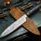 Custom Handmade Damascus Cooking Knife Wooden Handle Leather Sheath 0