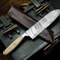 Handmade Damascus Steel Hunting Kitchen Chef Knife With Bone Handle And Leather Sheath 1