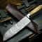 Handmade Damascus Steel Hunting Kitchen Chef Knife With Bone Handle And Leather Sheath 0
