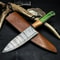 HandForged Damascus Chef Knife With Wooden Handle Original Leather Sheath 0
