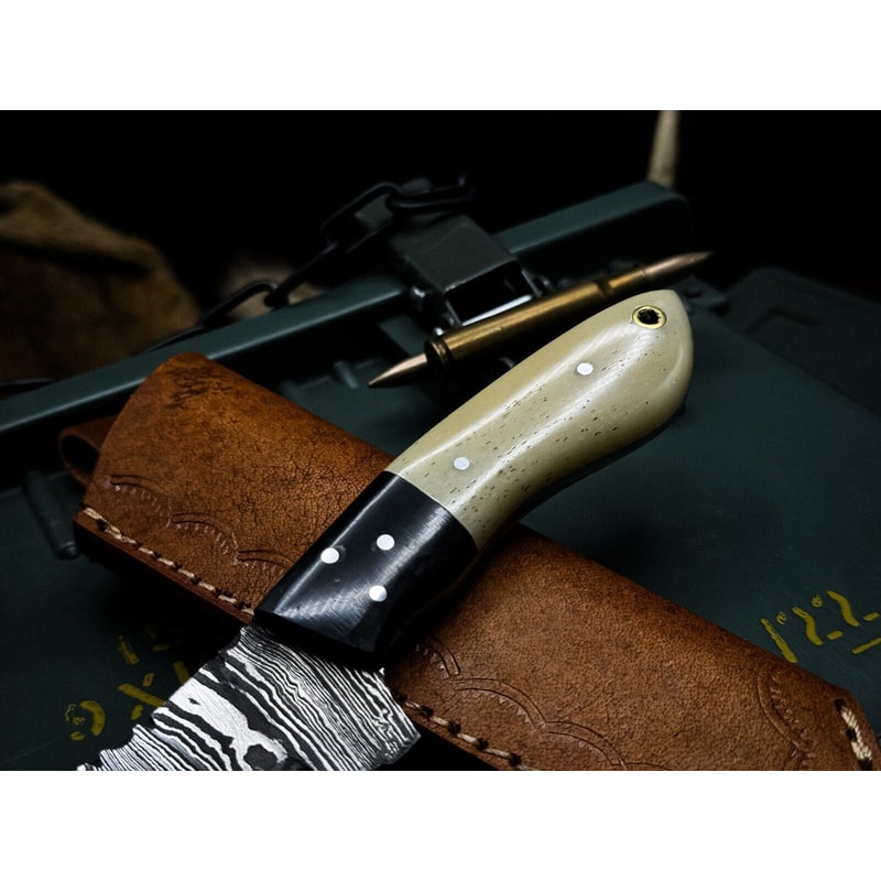 Custom Forged Damascus Steel Kitchen Knife Bone Handle Full Tang Design 2