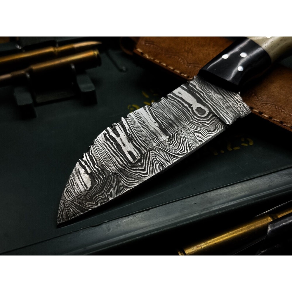 Custom Forged Damascus Steel Kitchen Knife Bone Handle Full Tang Design 3
